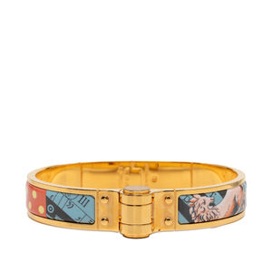 Pre-Loved Hermes Narrow Enamel Charniere Hinge Bracelet PM